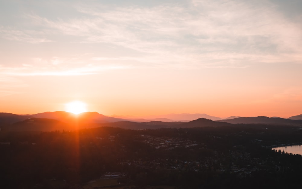 silhouette of mountain during sunset