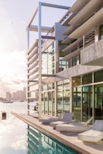 Close-up of a beautifully designed penthouse balcony overlooking the vibrant Dubai Marina waterfront.