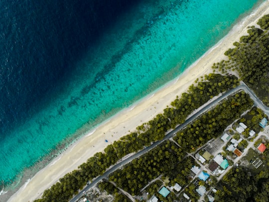 aerial view of city buildings near body of water during daytime in Fuvahmulah Maldives