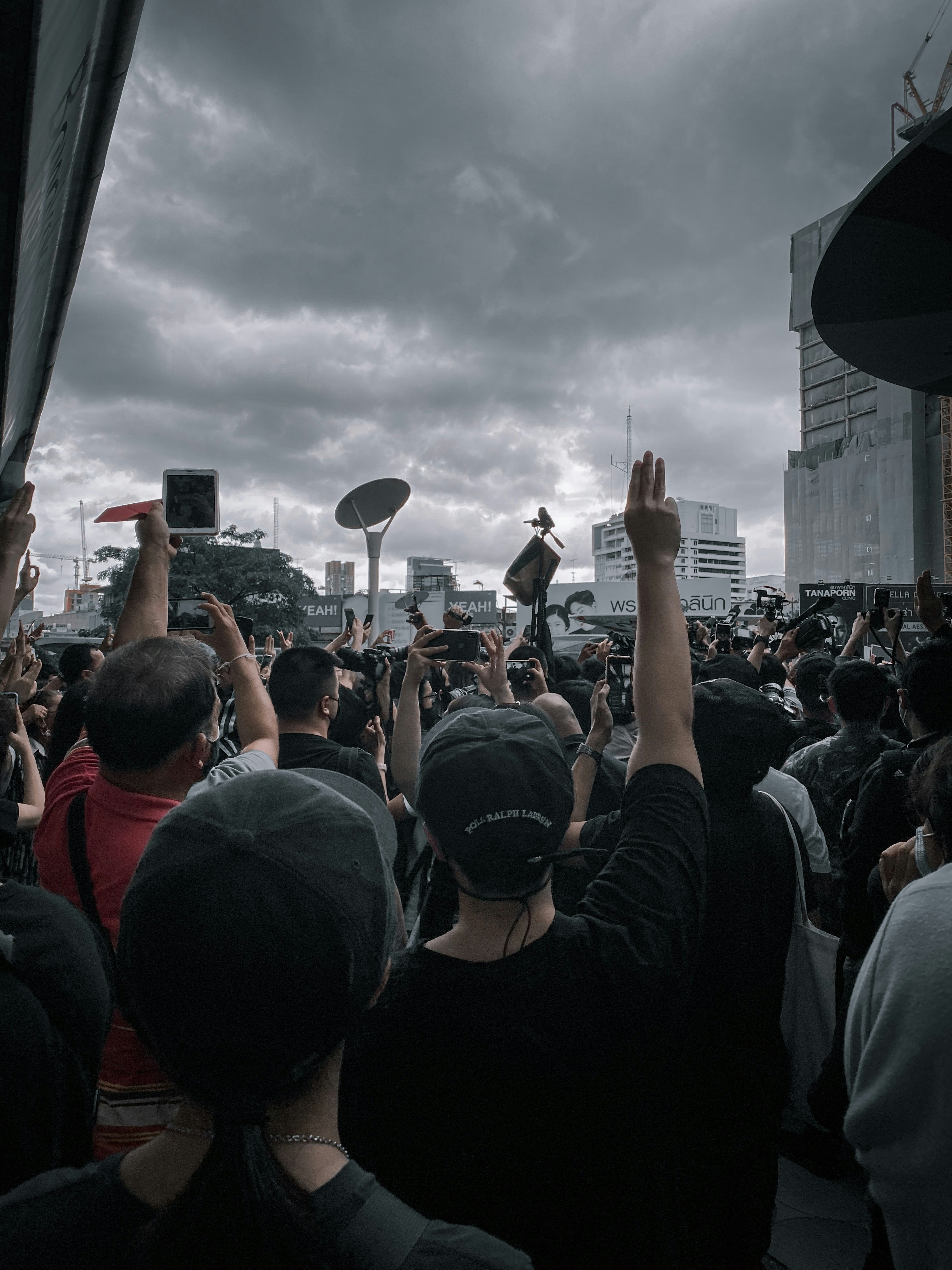 Thailand protested against the dictatorship government on a sky walk in the middle of Bangkok.by Kitthitorn Chaiyuthapoom