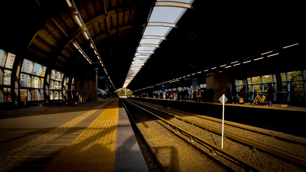 train station with yellow lines