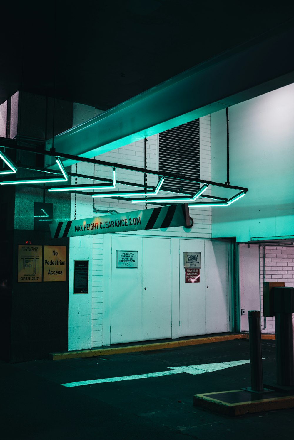 white and green metal door