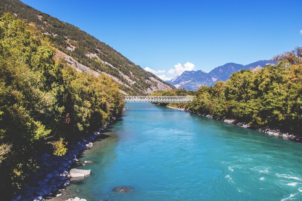 green lake surrounded by green trees and mountains during daytime