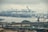 A large cargo port featuring numerous cranes and containers, with a prominent Yang Ming Line cargo ship near the docks. Several smaller boats are visible in the water, and an elevated highway runs across the foreground. Overcast skies create a muted atmosphere.