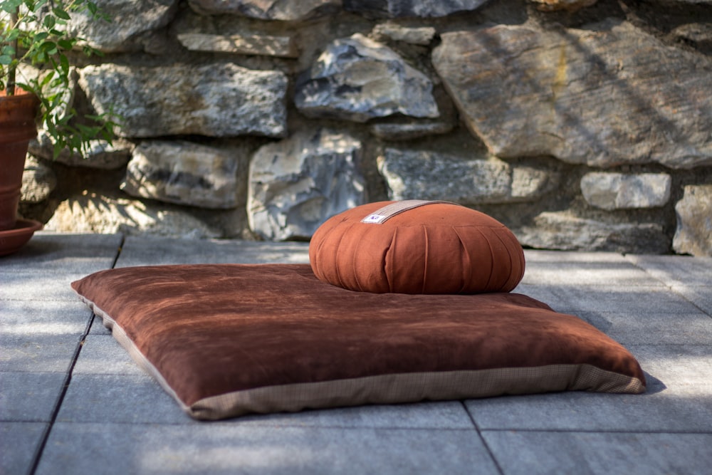 brown leather bean bag chair