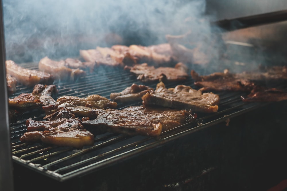 grilled meat on black grill