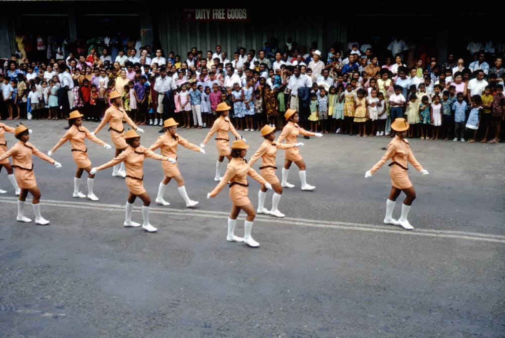 people in a running position