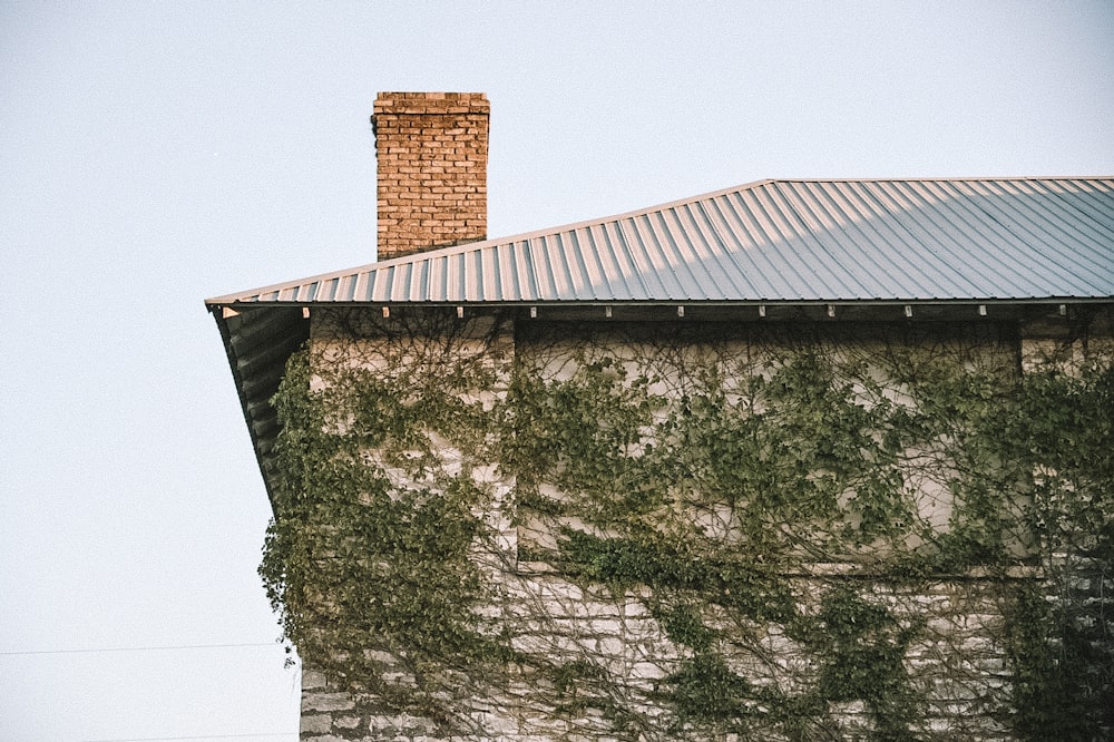 Brick chimney in a historic house.