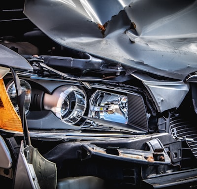 silver and black car engine