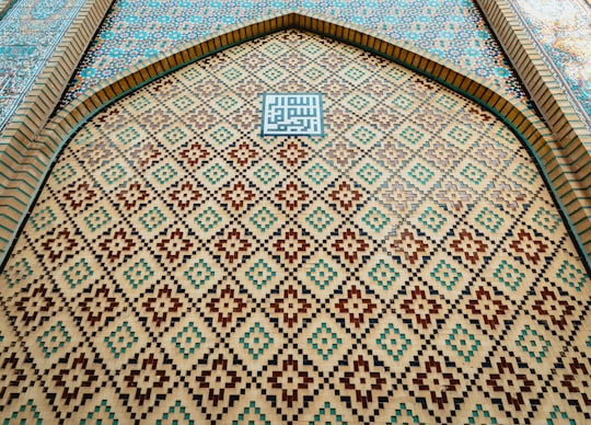 blue white and brown floral textile in Ahvaz Iran