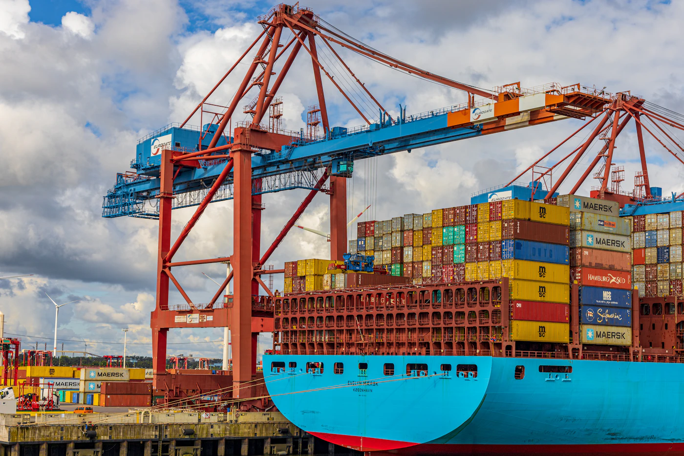 Blue and red container vessel showing the third-party vessel-owner defendants targeted in Section 905(b) negligence lawsuits