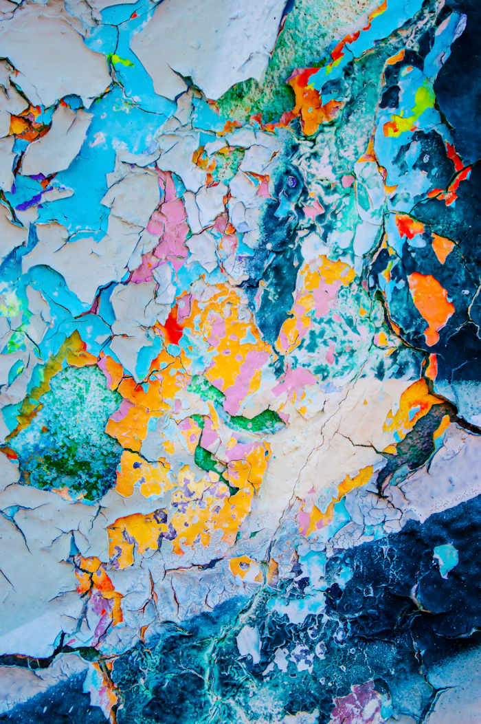 Textura abstrata de tinta em azul, verde e amarelo