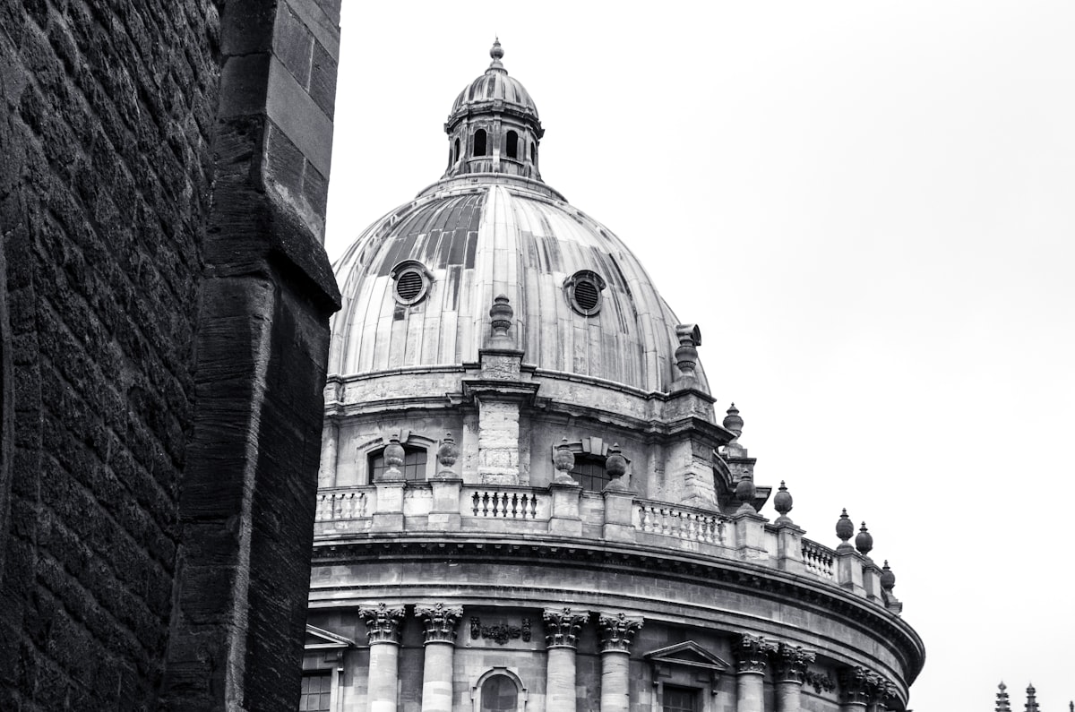 The Radcliffe Camera among the historic spires of Oxford, Oxfordshire