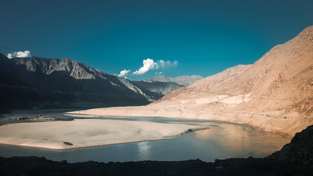 lake in the middle of the mountains