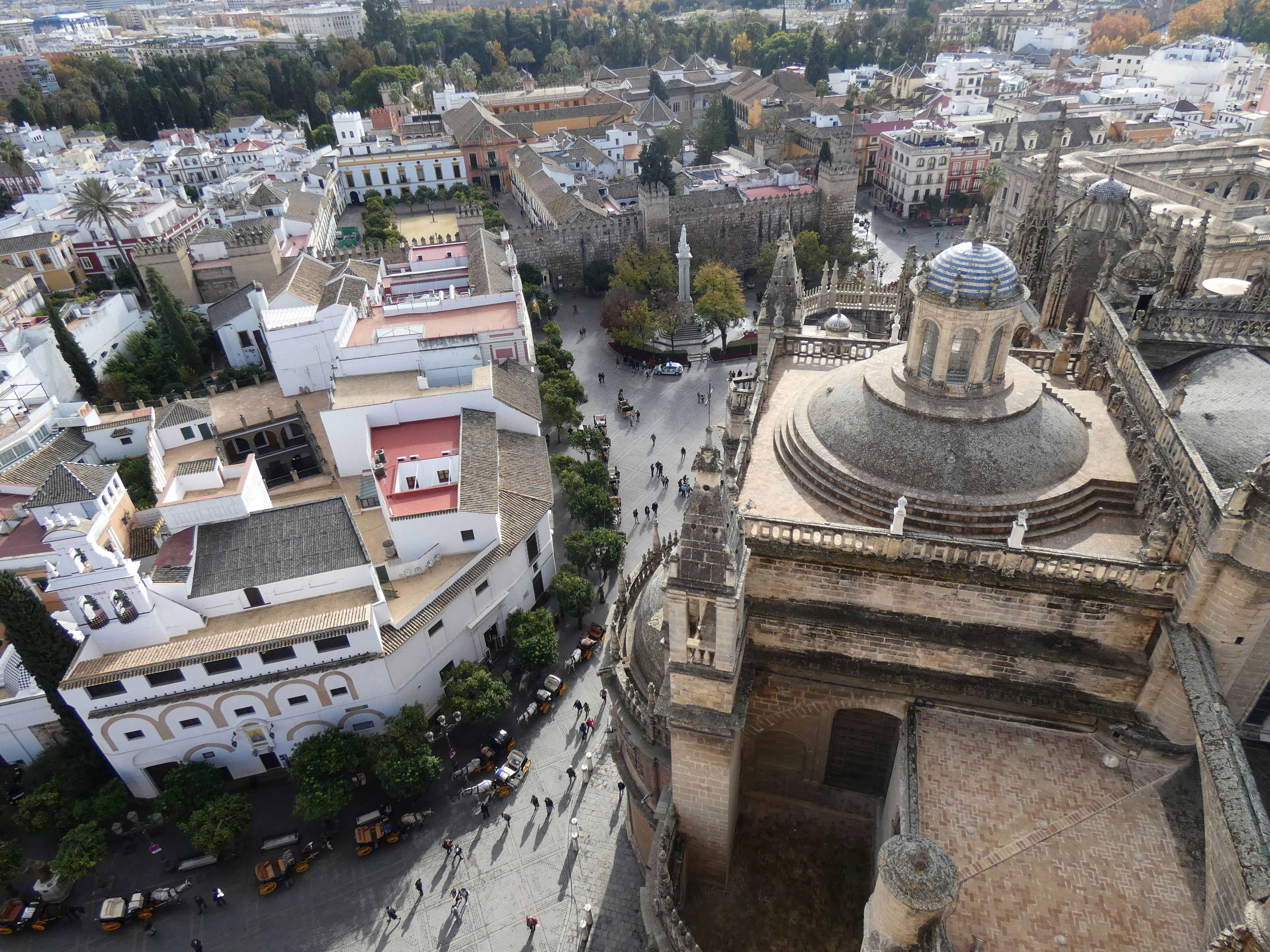 View of Seville streets from the top of the cathedral