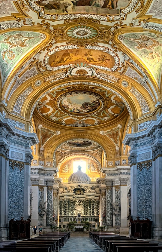 gold and white cathedral interior in I Gesuiti Italy