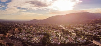 A panoramic view of a serene neighborhood.