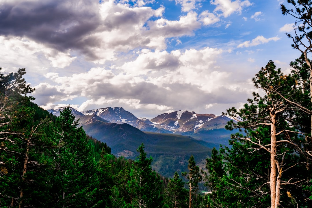green trees near snow covered mountains under cloudy sky during daytime, Rocky Mountain National Park</p></figure><p>