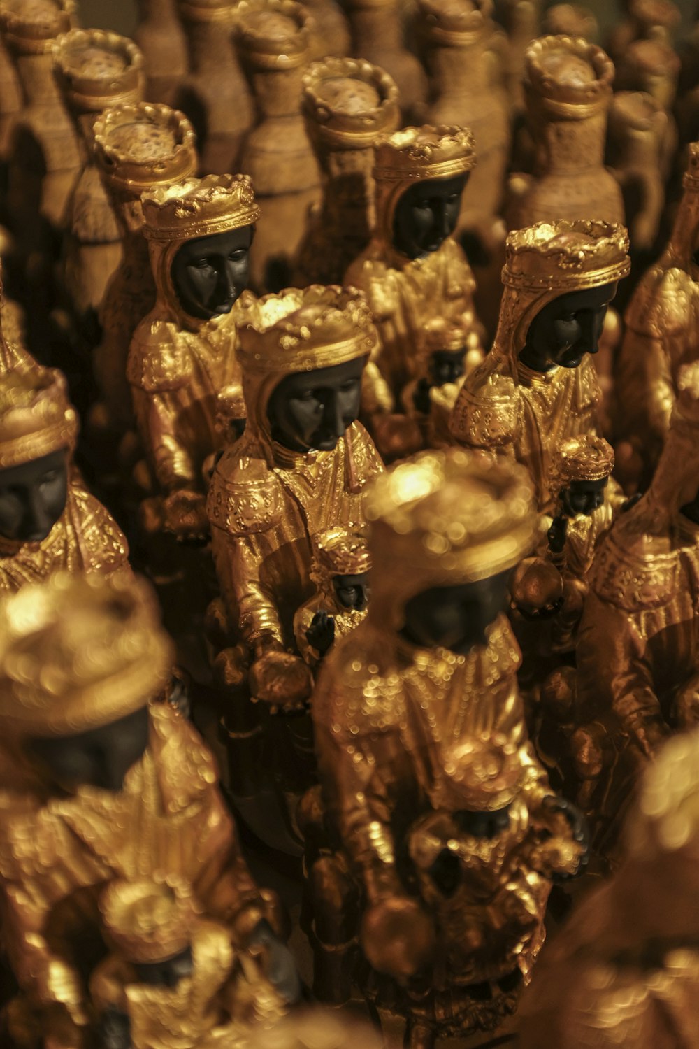 gold buddha figurine in tilt shift lens