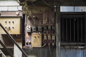 brown and black electric meter