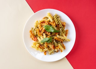pasta dish on white ceramic plate