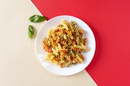 pasta dish on white ceramic plate