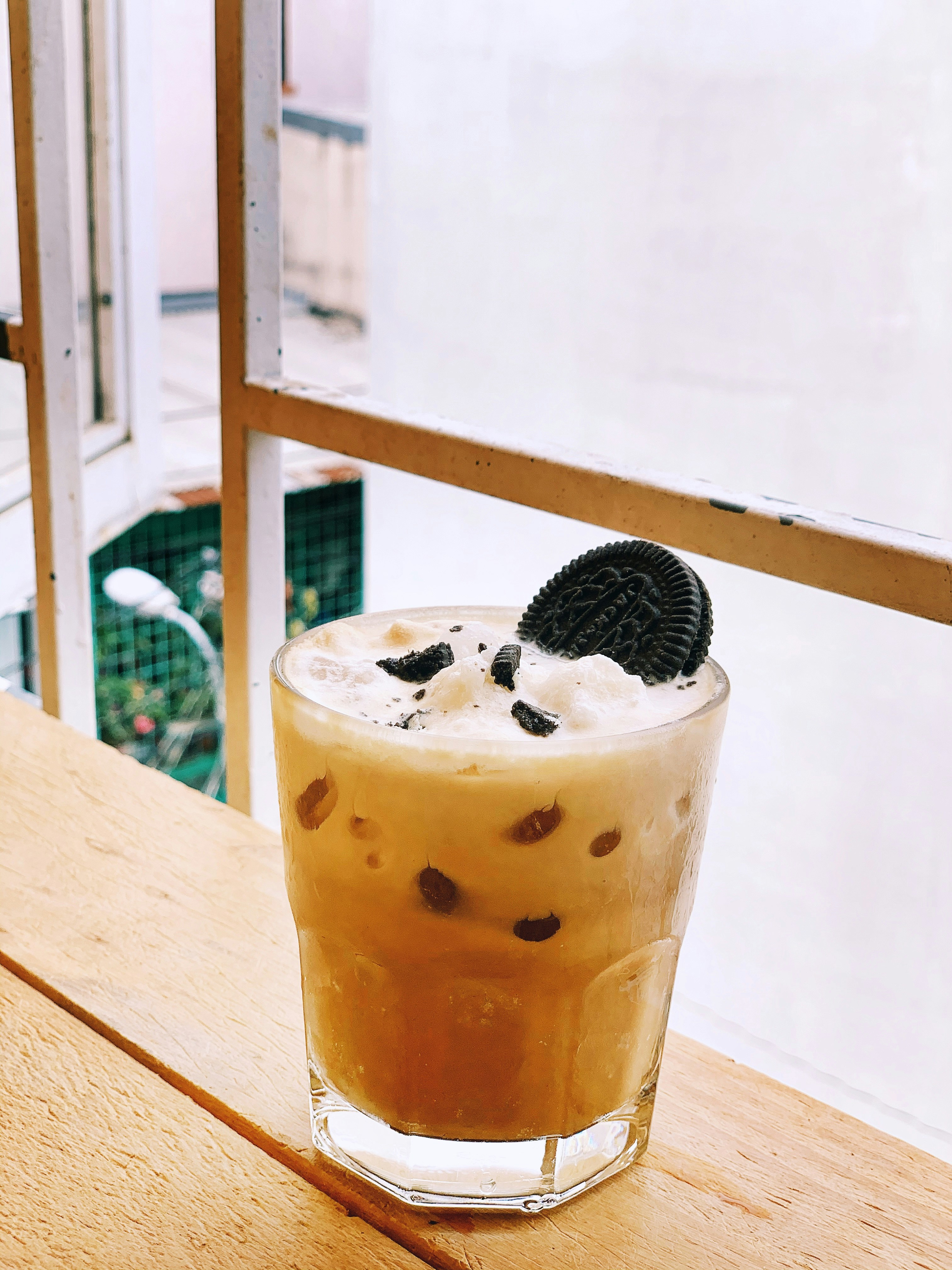 Oreo Coffee — Crushed Oreo blended with rich coffee, Indian café food photography with warm colours and appetising presentation