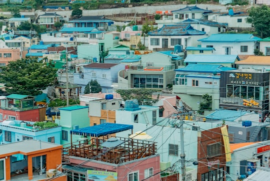 aerial view of city buildings during daytime in Gamcheon Culture Village South Korea