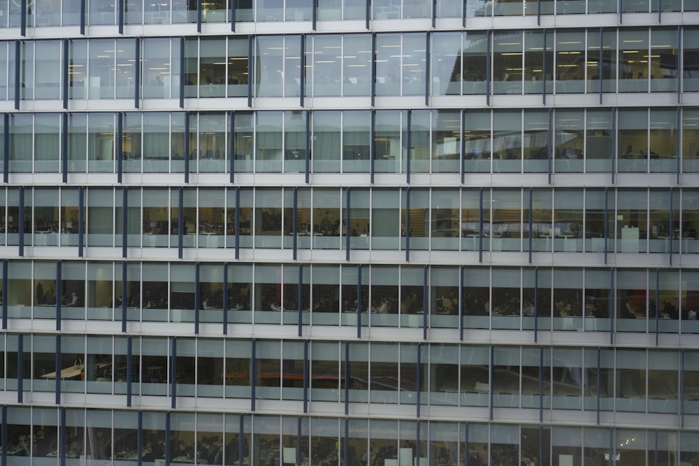 white and black glass walled building