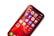 A smartphone displaying a variety of app icons against a vibrant red background. The apps include popular social media and utility apps such as Facebook, YouTube, Twitter, and Spotify. The phone screen is brightly lit, and there is a red protective case encasing the device.