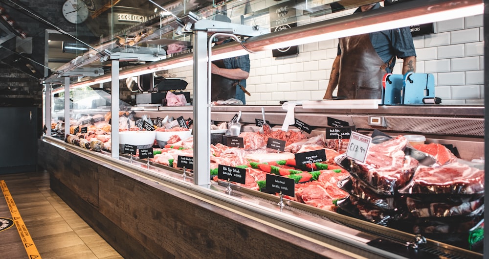 raw meat on display counter