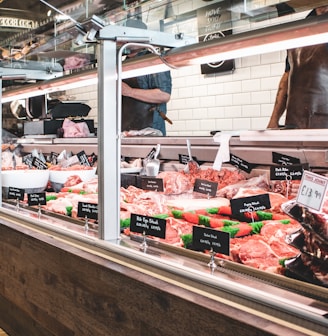 raw meat on display counter