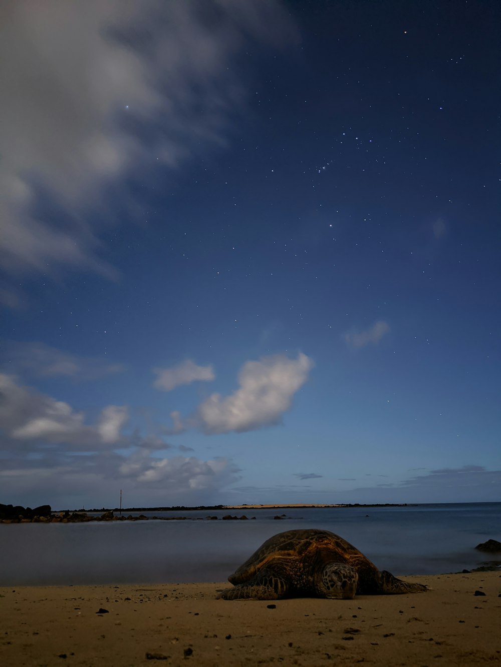 blauer Himmel und weiße Wolken über dem Meer