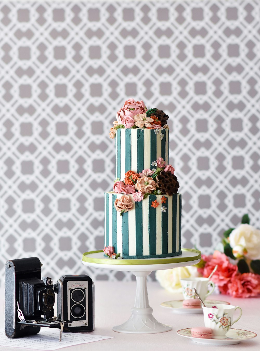 green and white cake on white table