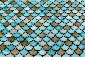 blue and black roof tiles