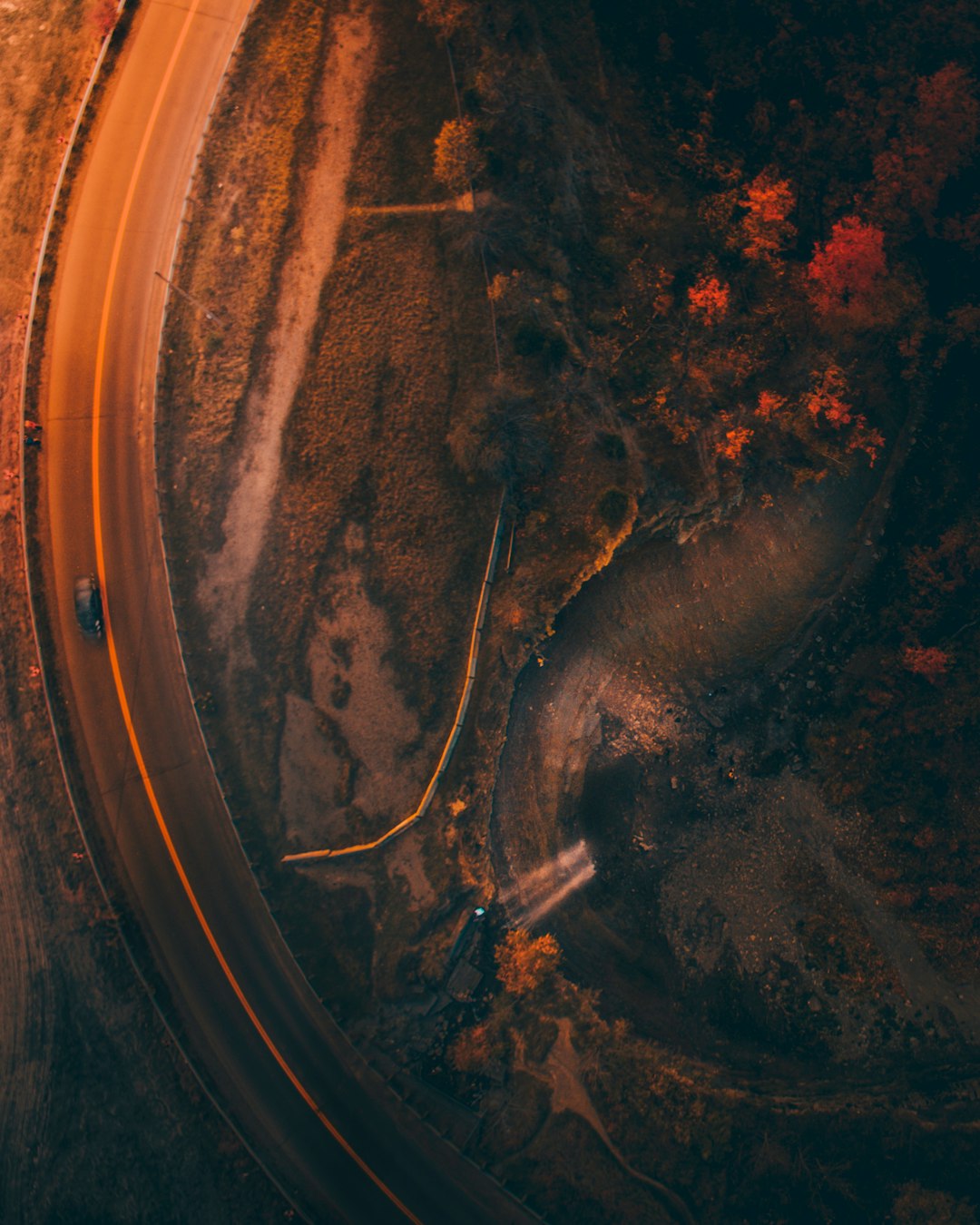 birds eye view of road