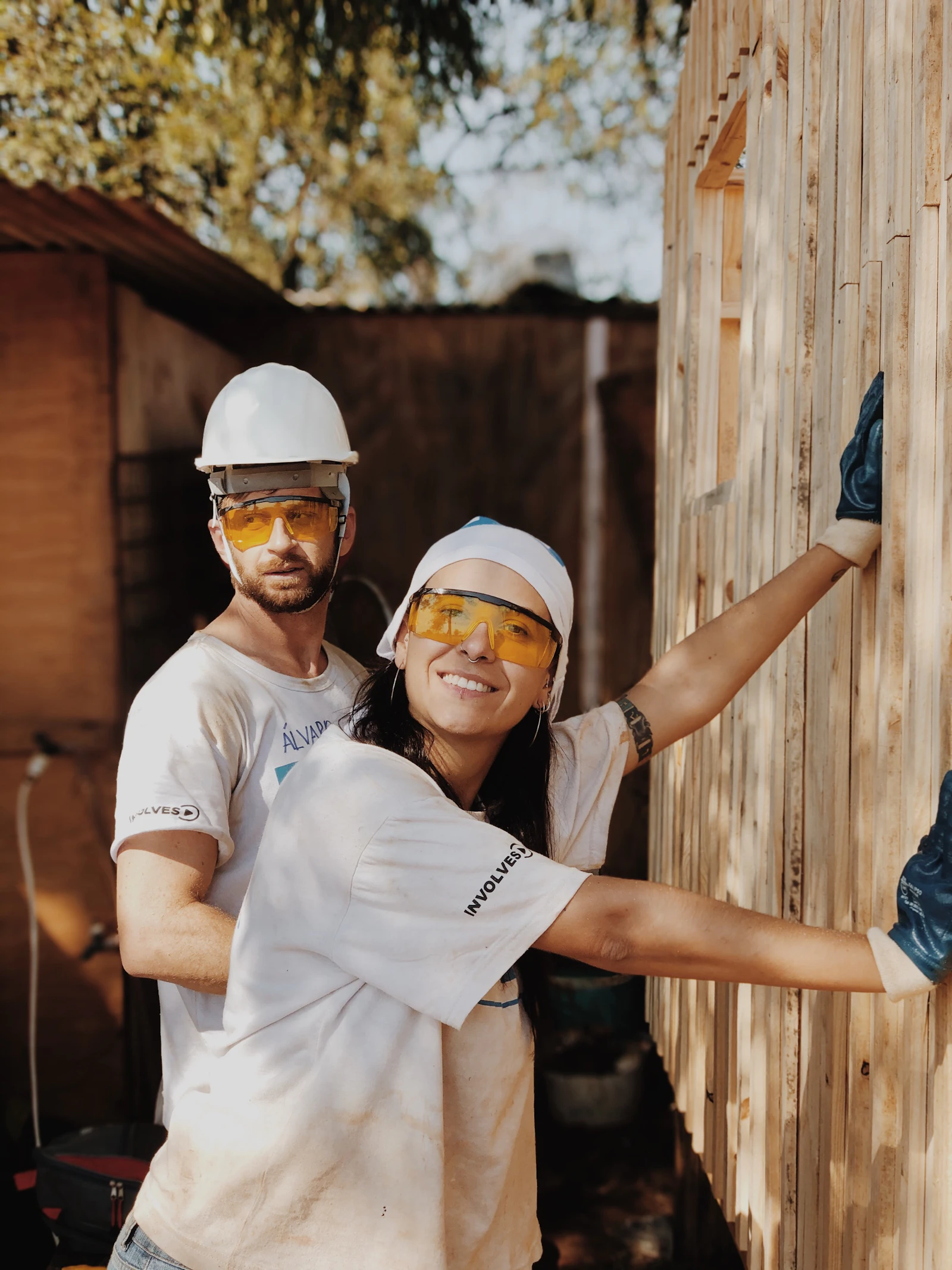 Project manager in a hard hat on a construction site