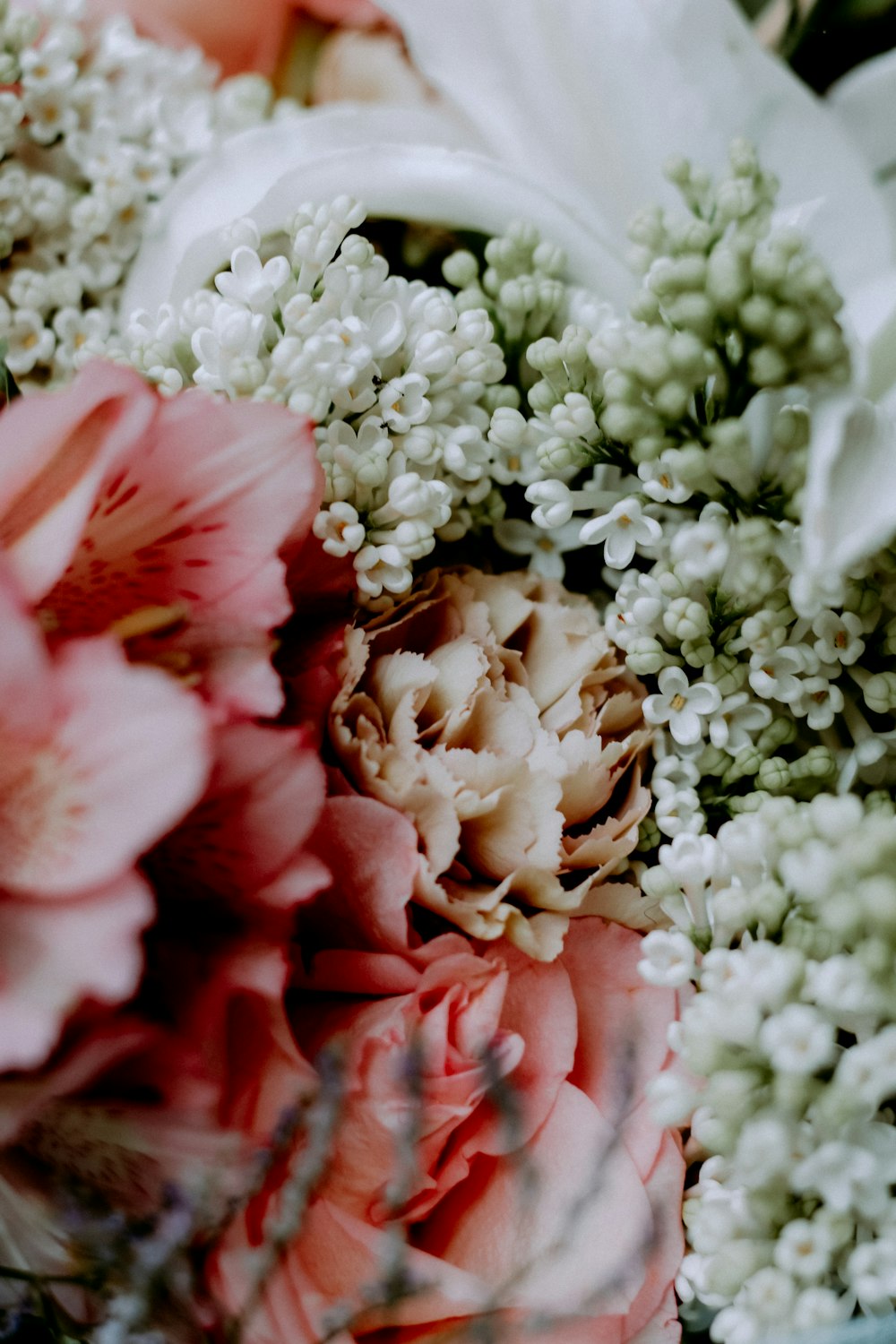 pink and white flower bouquet