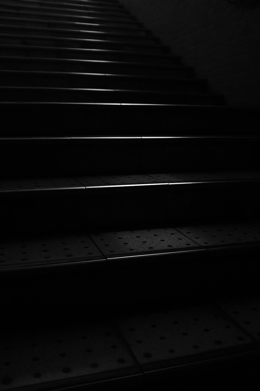 black and white photo of staircase