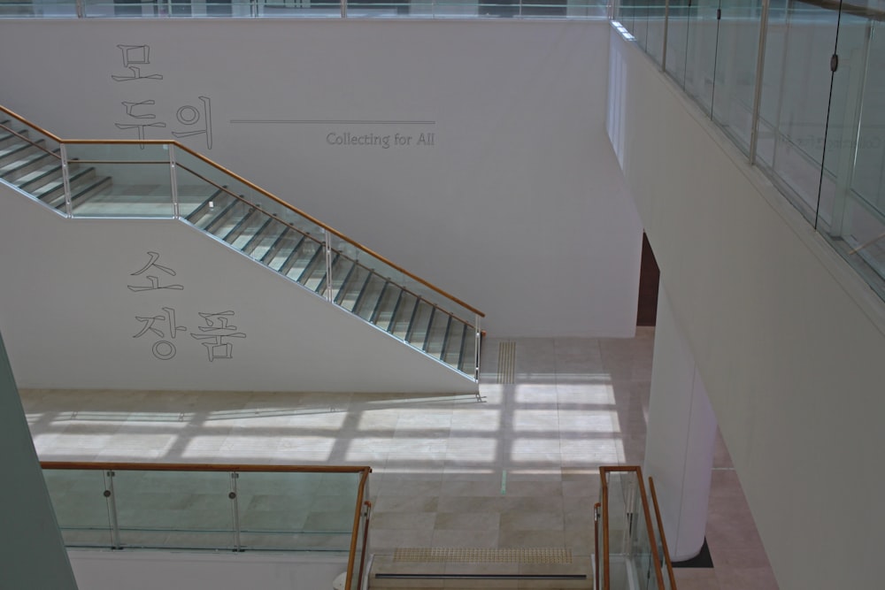 white and brown wooden staircase