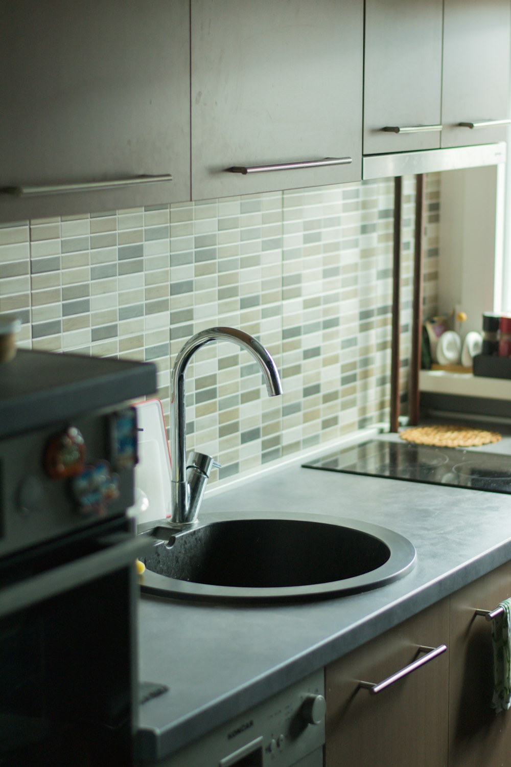 stainless steel faucet turned off