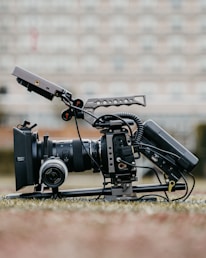 Professional camera set up for video production on location.