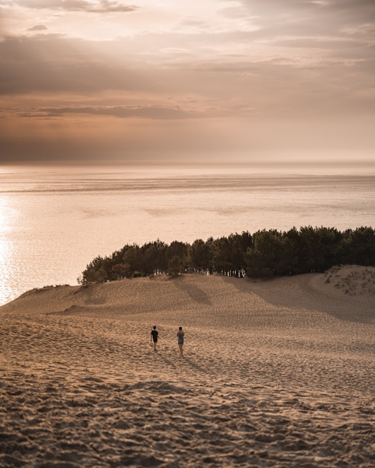 2 people walking on beach during daytime in The Great Dune of Pyla France