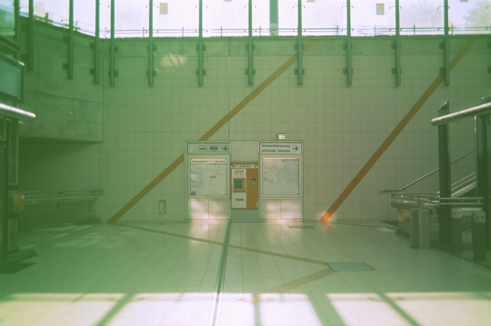 white and green tiled floor