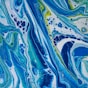 acrylic pouring blue white yellow