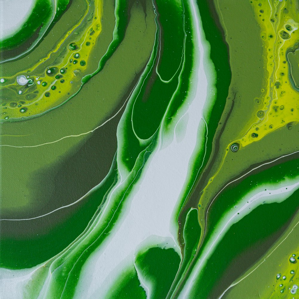 green and white abstract painting