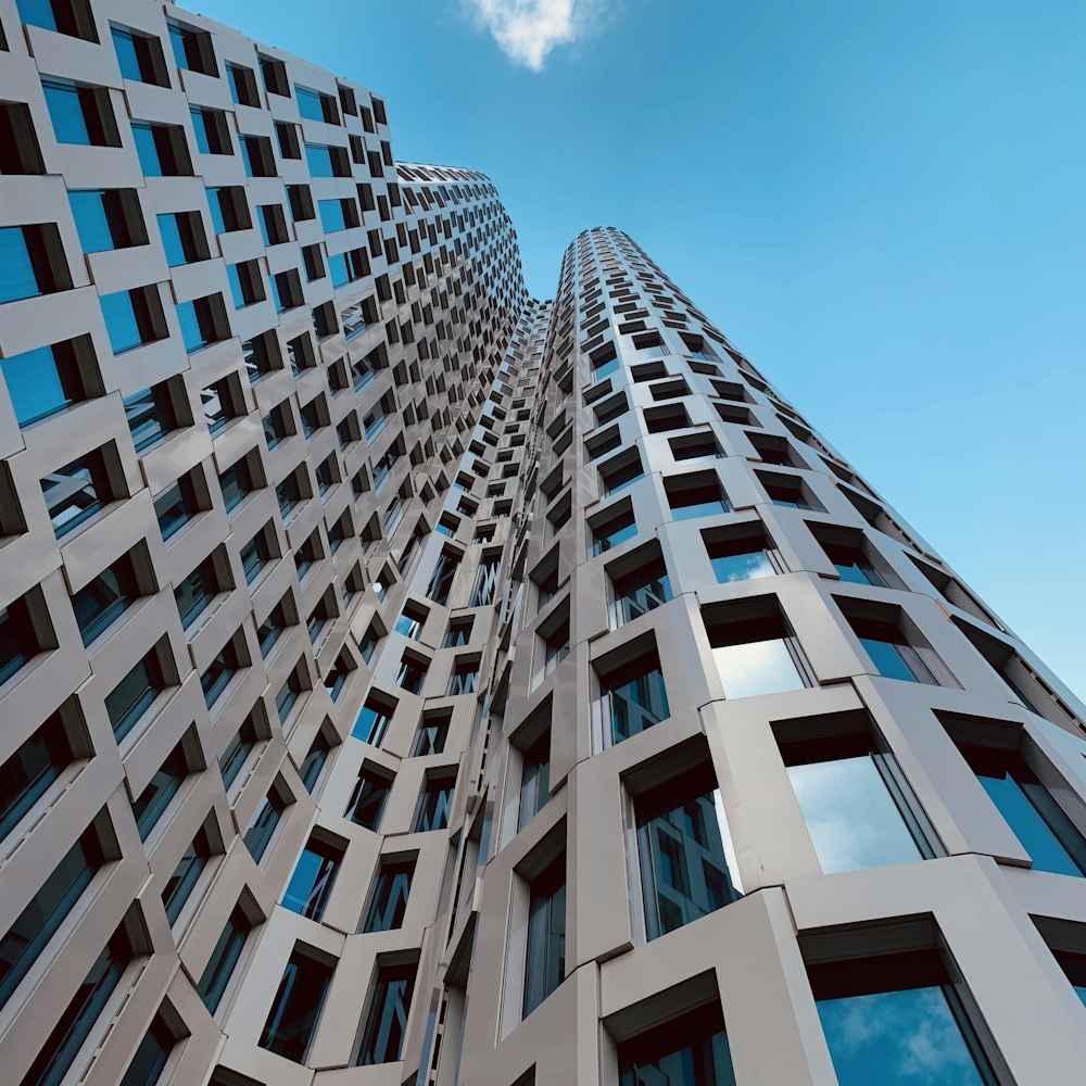 white and blue concrete building