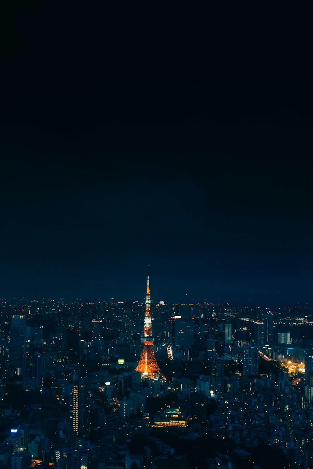 city skyline during night time