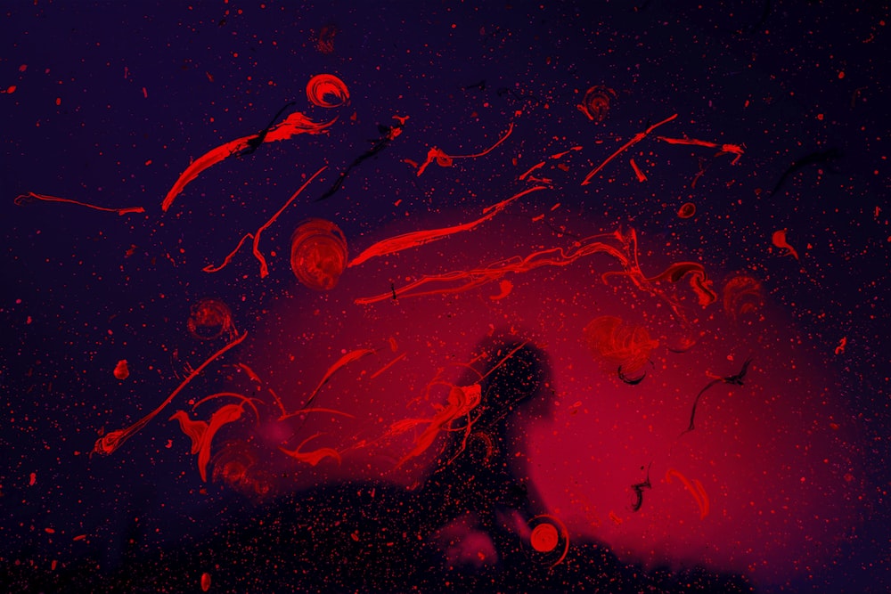 Pintura abstracta roja y negra