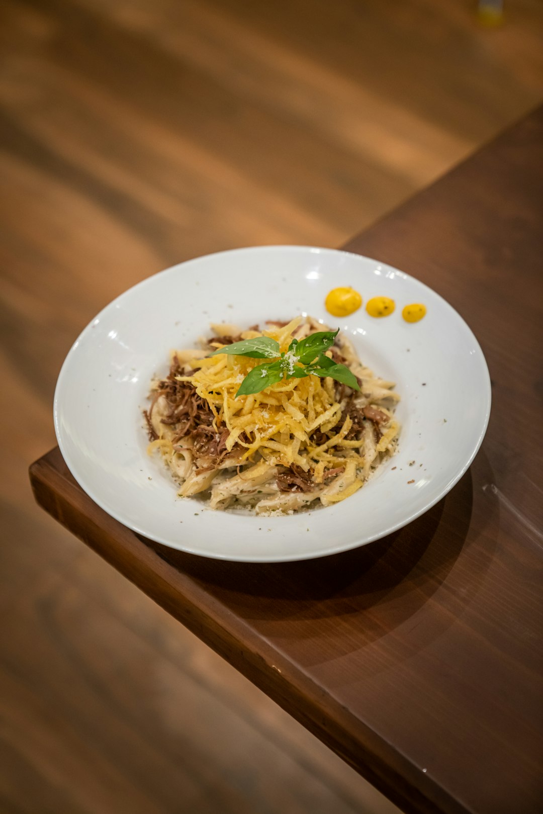 pasta dish on white ceramic plate